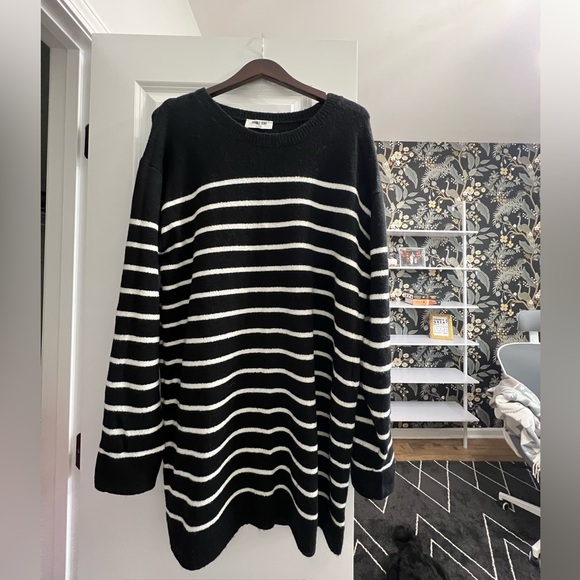 Double Zero Black Striped Sweater Dress L Large - Picture 1 of 4